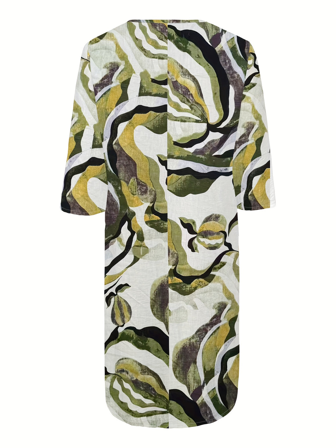 Alexandra | 100% Linen V-Neck Printed Dress