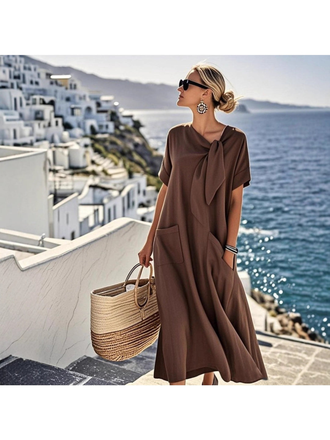 Alexis | Flowy cotton blend Maxi Dress with Pockets