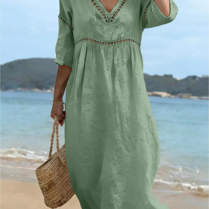 Addison | Semi Linen V-neck dress