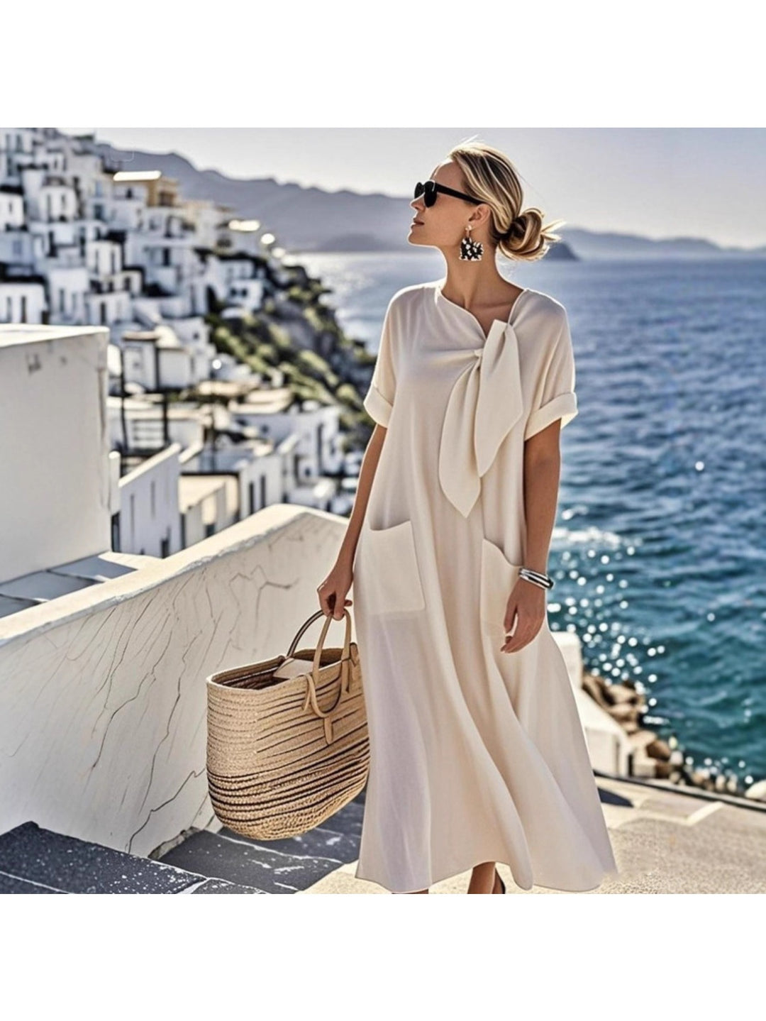 Alexis | Flowy cotton blend Maxi Dress with Pockets