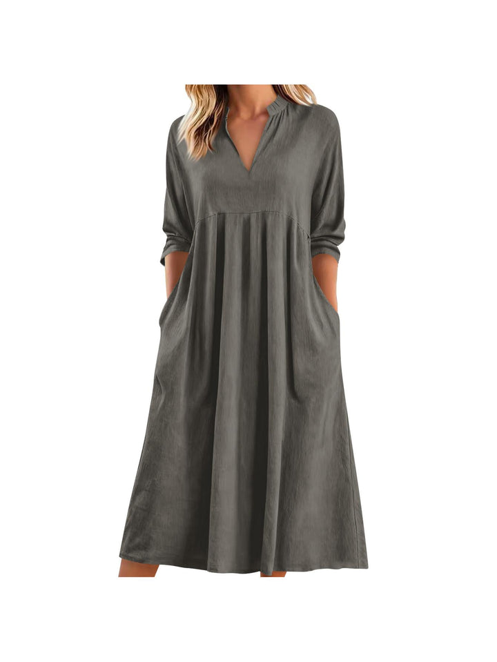 Amber | Elegant Midi Dress with Pockets