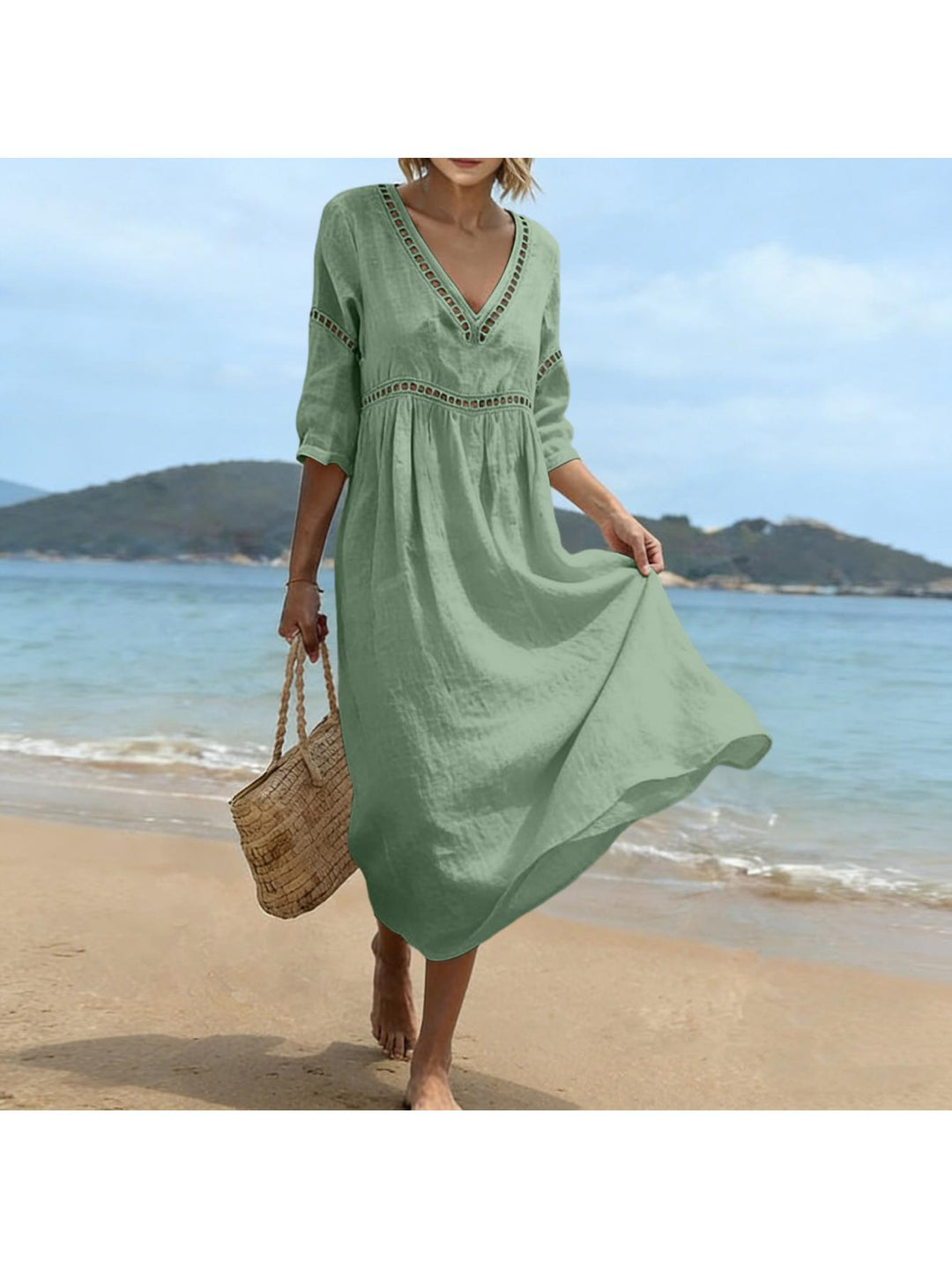Addison | Semi Linen V-neck dress