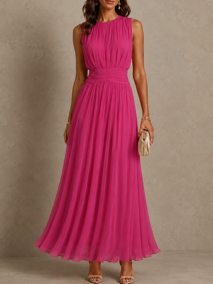Angela™ Ruched Waist Sleeveless Maxi Dress