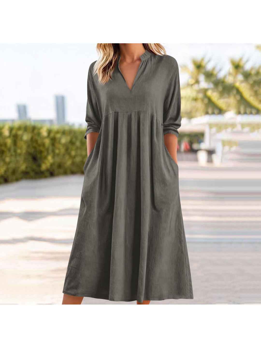 Amber | Elegant Midi Dress with Pockets