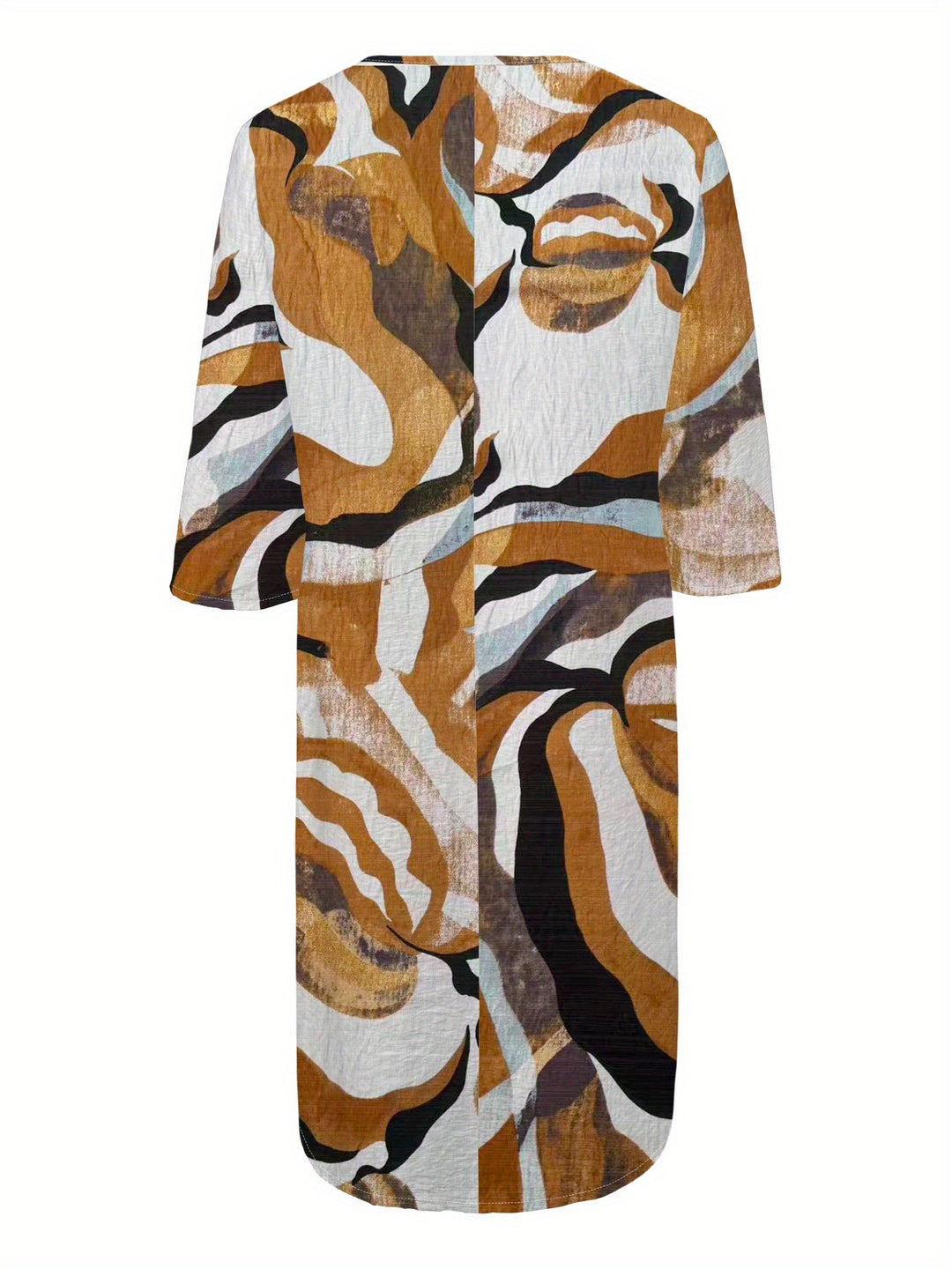 Alexandra | 100% Linen V-Neck Printed Dress
