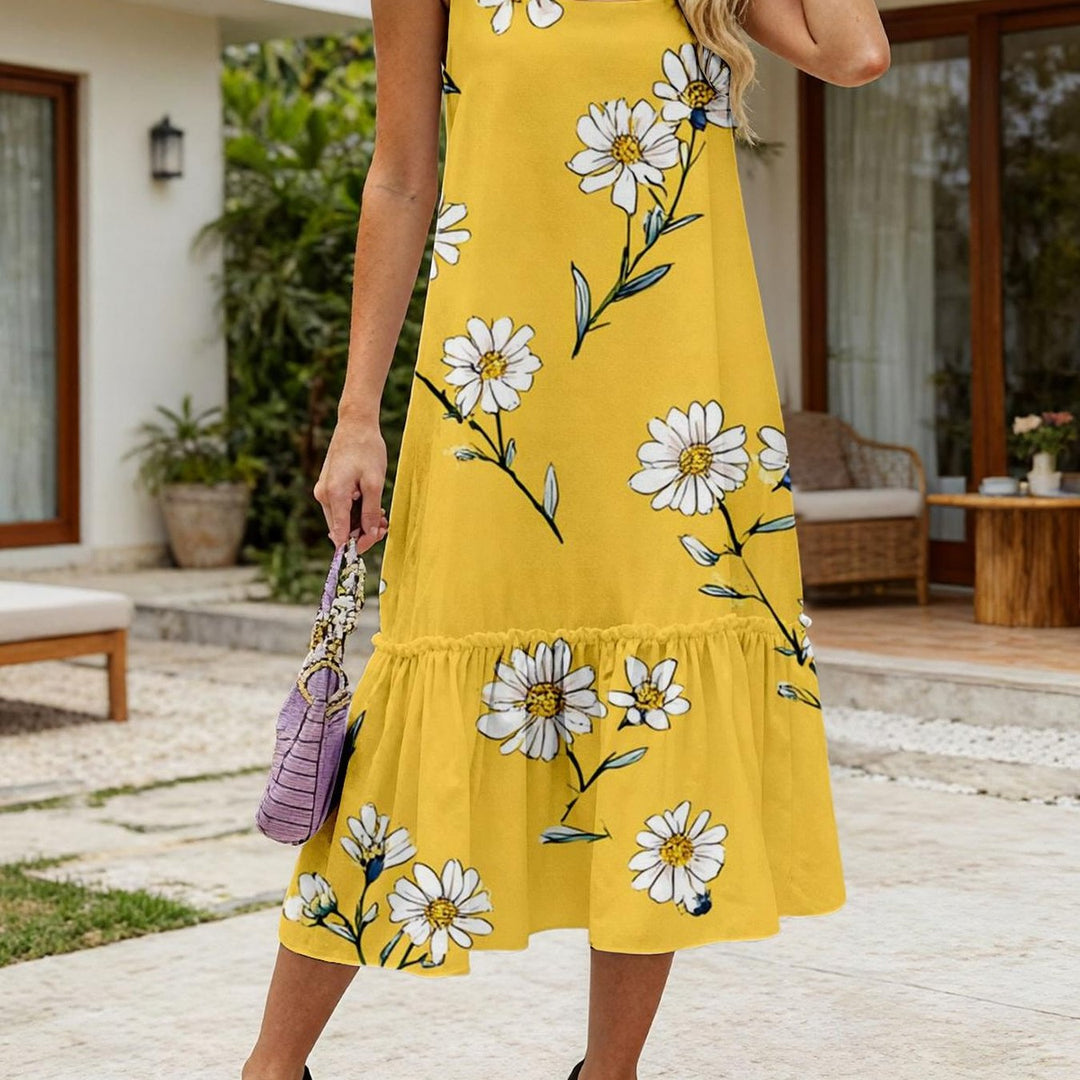 Anna | Fashionable Loose Mid-Length Dress with Ruffled Sleeves And Floral Print
