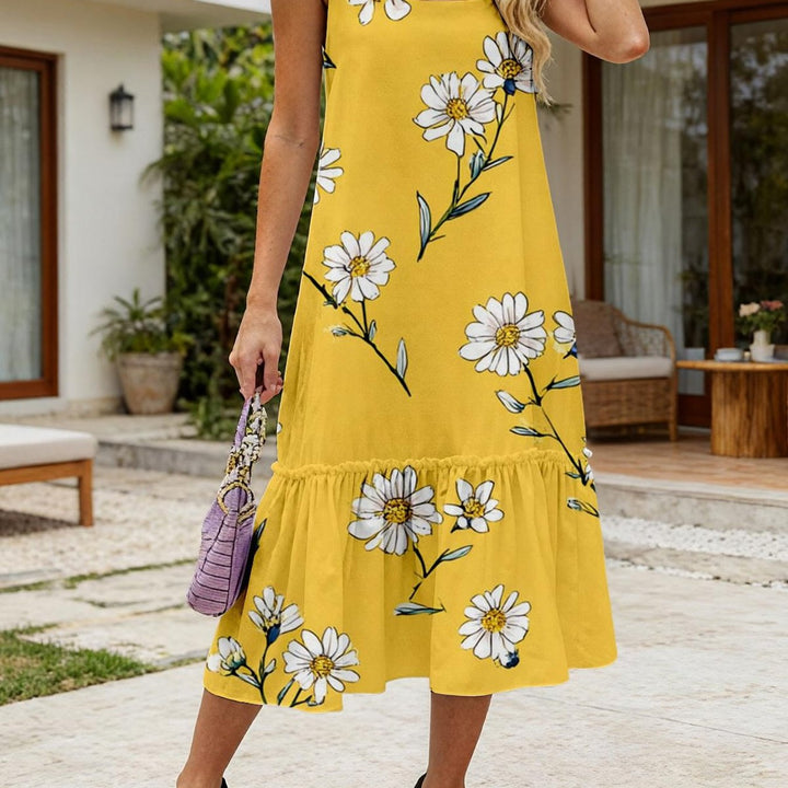 Anna | Fashionable Loose Mid-Length Dress with Ruffled Sleeves And Floral Print