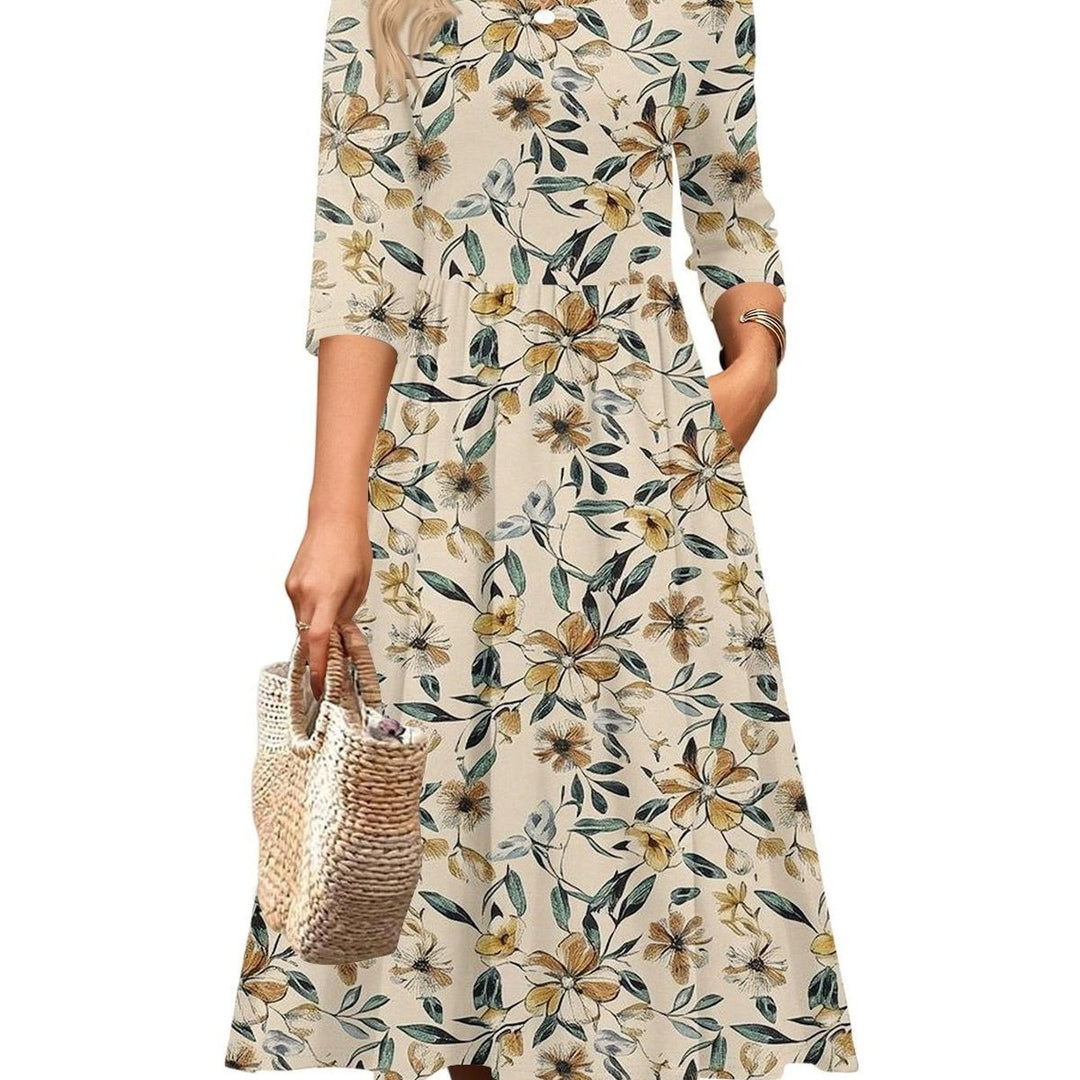 Jesslyn | Flowy A-Line Midi Tshirt Dresses with Pockets
