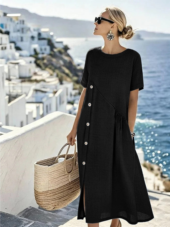 Anita | Smocked Waist Midi Dress with Pockets
