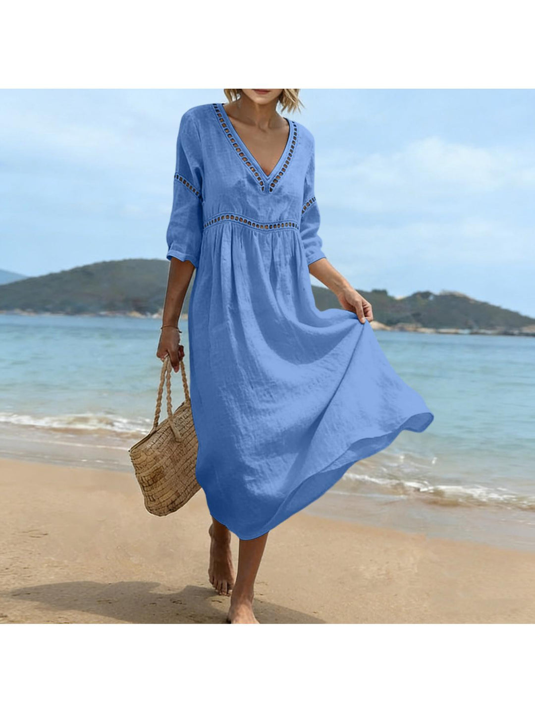 Addison | Semi Linen V-neck dress