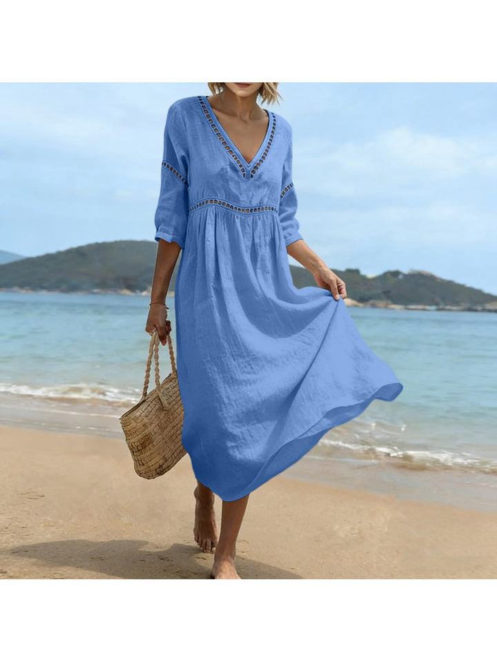 Addison | Semi Linen V-neck dress