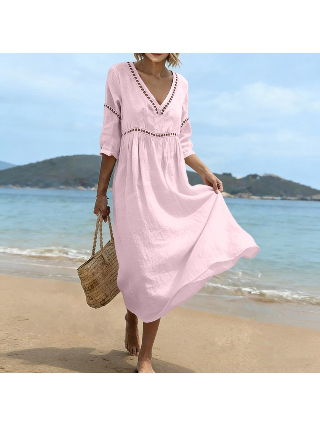 Addison | Semi Linen V-neck dress