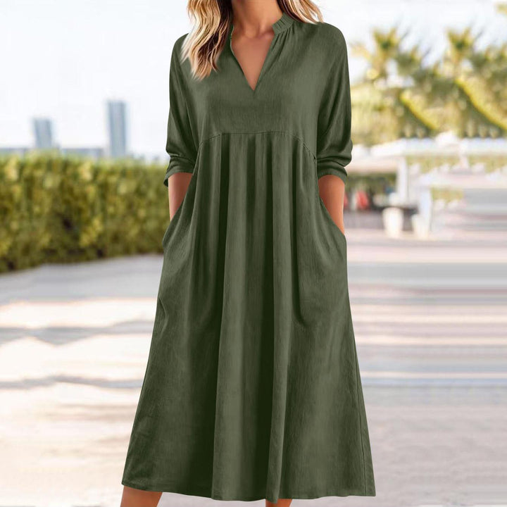 Amber | Elegant Midi Dress with Pockets