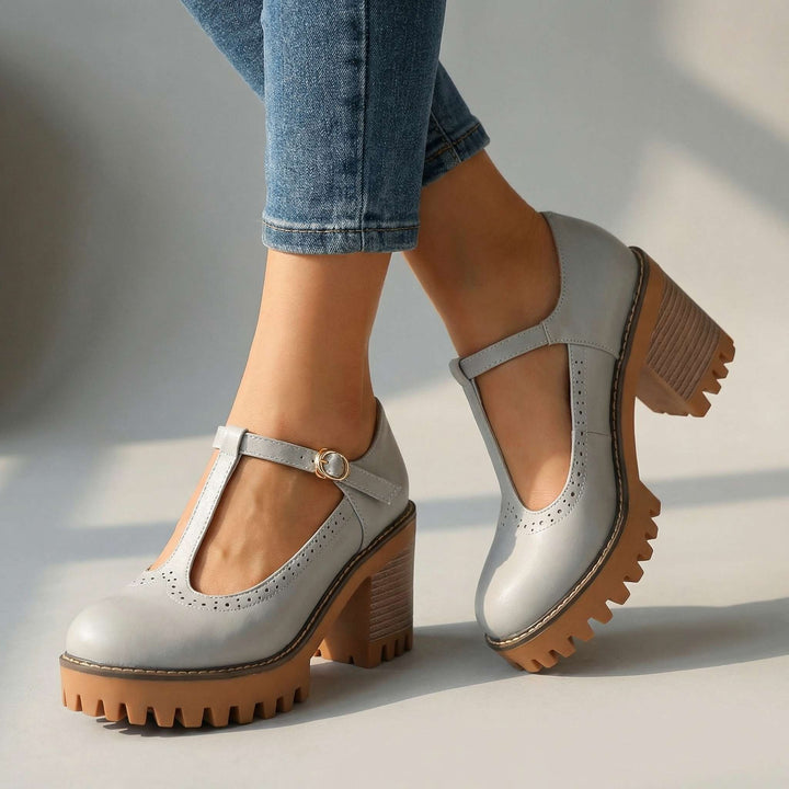 Jasmine l Chunky T-Strap Mary Jane Heels