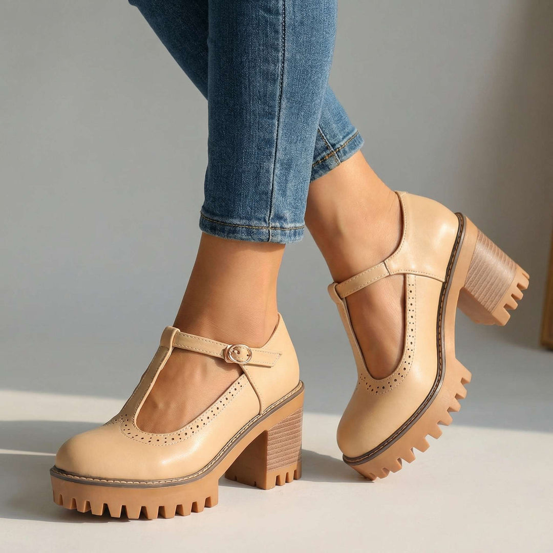 Jasmine l Chunky T-Strap Mary Jane Heels