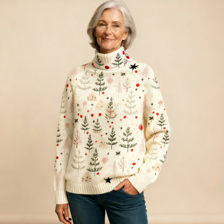 IVORY | CHRISTMAS KNIT TURTLENECK SWEATER