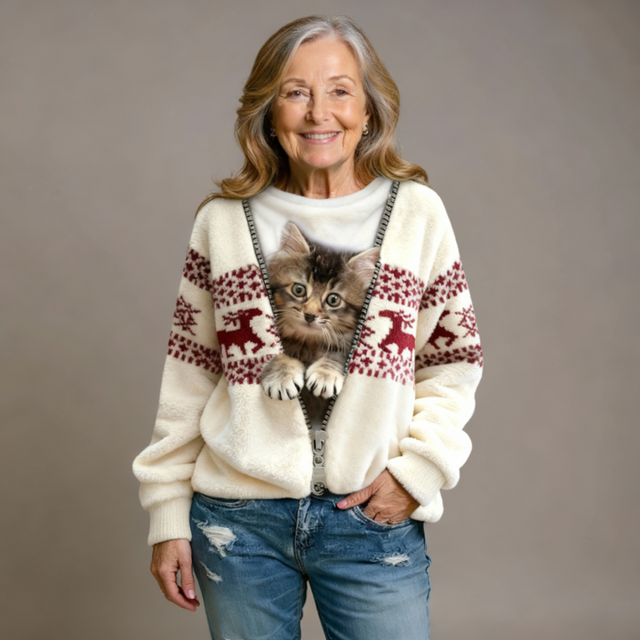 POPPY | COMFORTABLE FLANNEL JUMPER RETRO CHRISTMAS ANIMAL ART FOR WOMEN