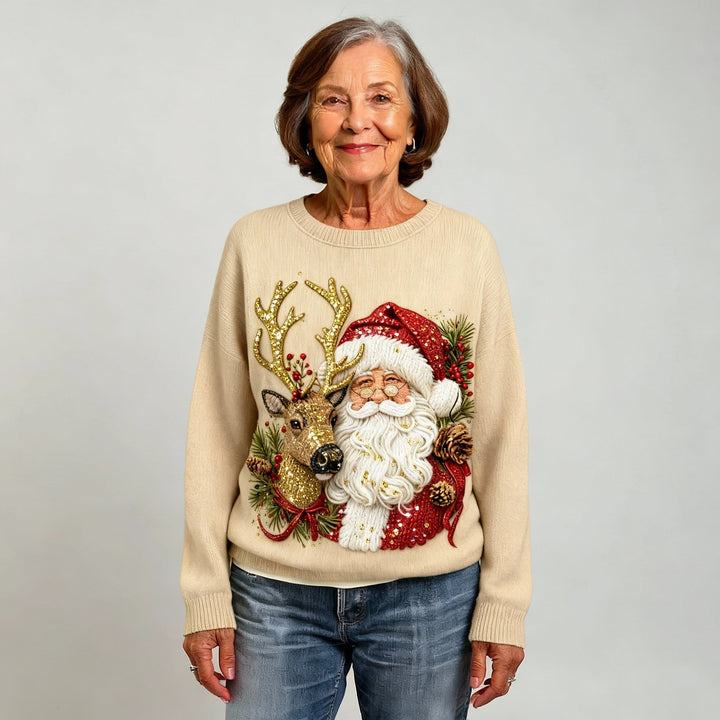 FLORENCE | CASUAL ROUND NECK SANTA REINDEER VINTAGE JUMPER FOR WOMEN