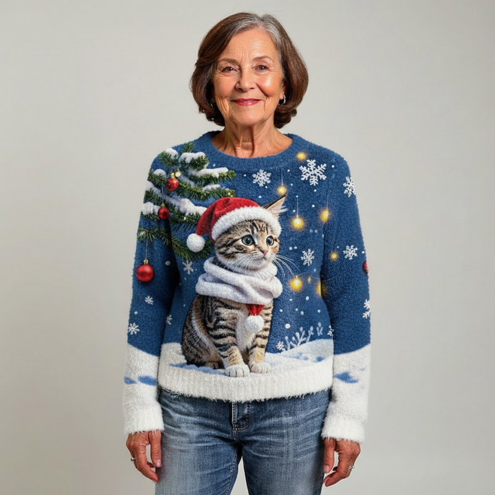 MAISIE | CASUAL FLANNEL JUMPER WITH RETRO ANIMAL ART FOR WOMEN