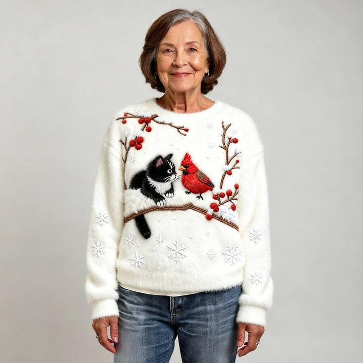 TILLY | CHRISTMAS SOFT CAT ART FLANNEL JUMPER FOR WOMEN