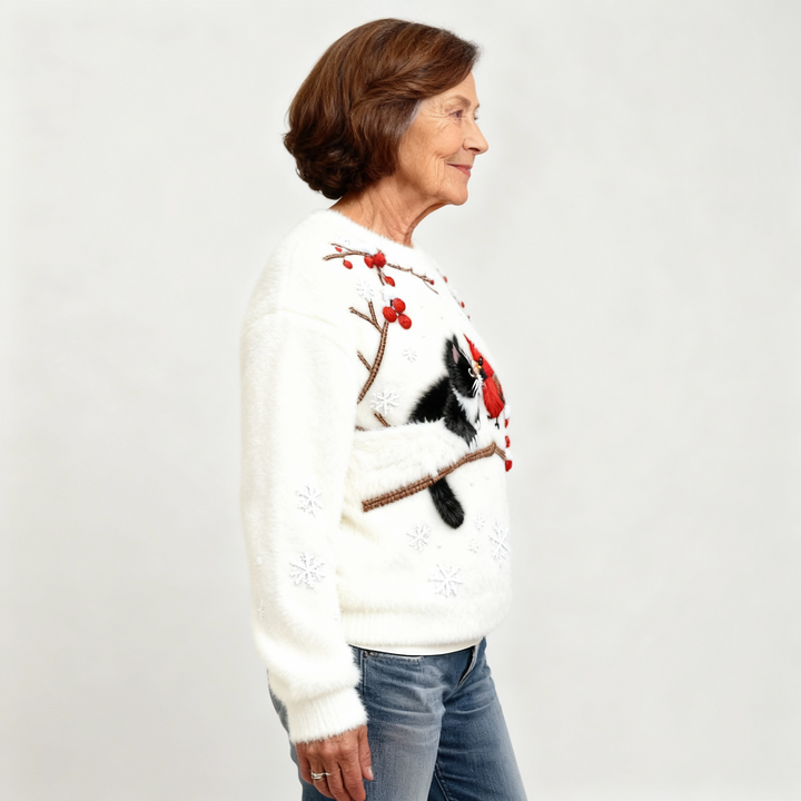 TILLY | CHRISTMAS SOFT CAT ART FLANNEL JUMPER FOR WOMEN