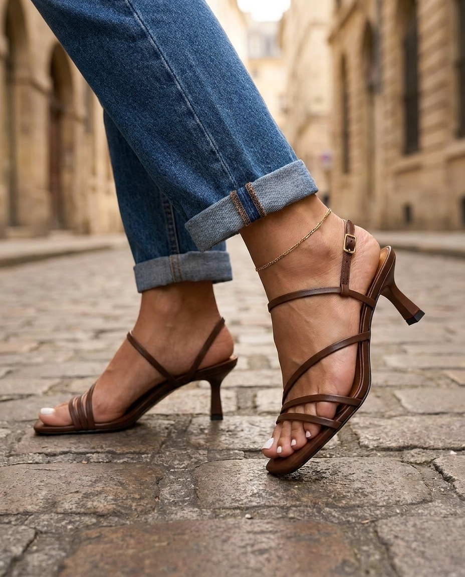 Mocha | Brown Strappy Sculptural Heels