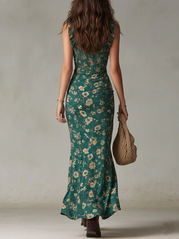 Zara | Retro boho maxi dress with flowing sleeves and side slit
