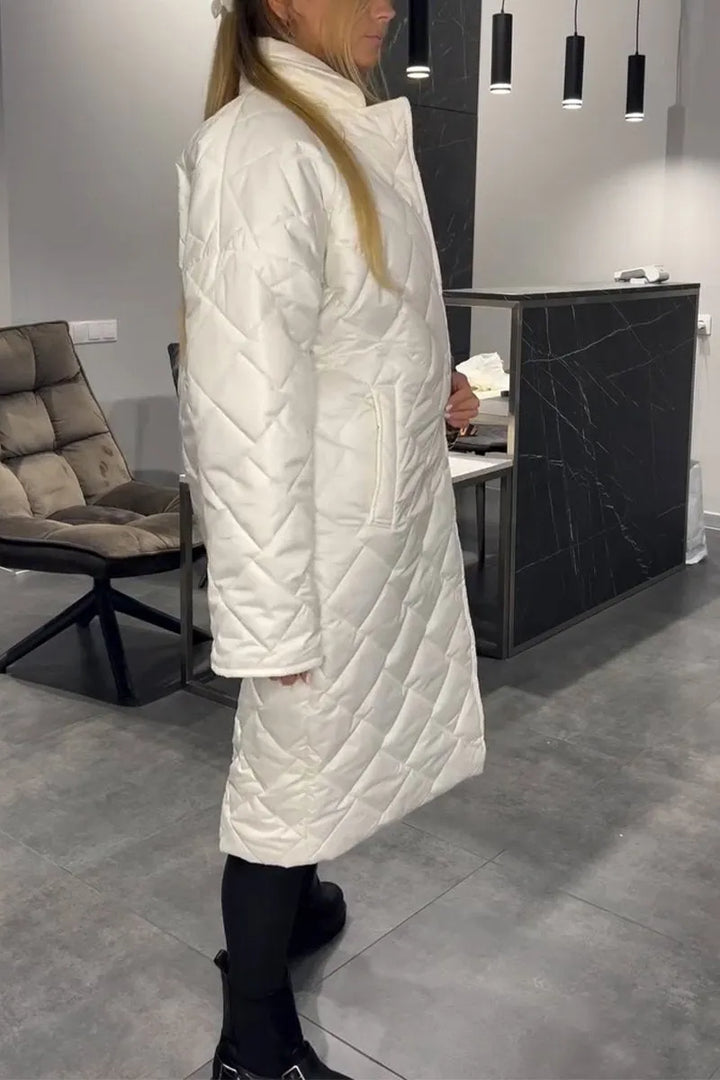 Kendall – Quilted Mid-Length Coat with Leopard Lining