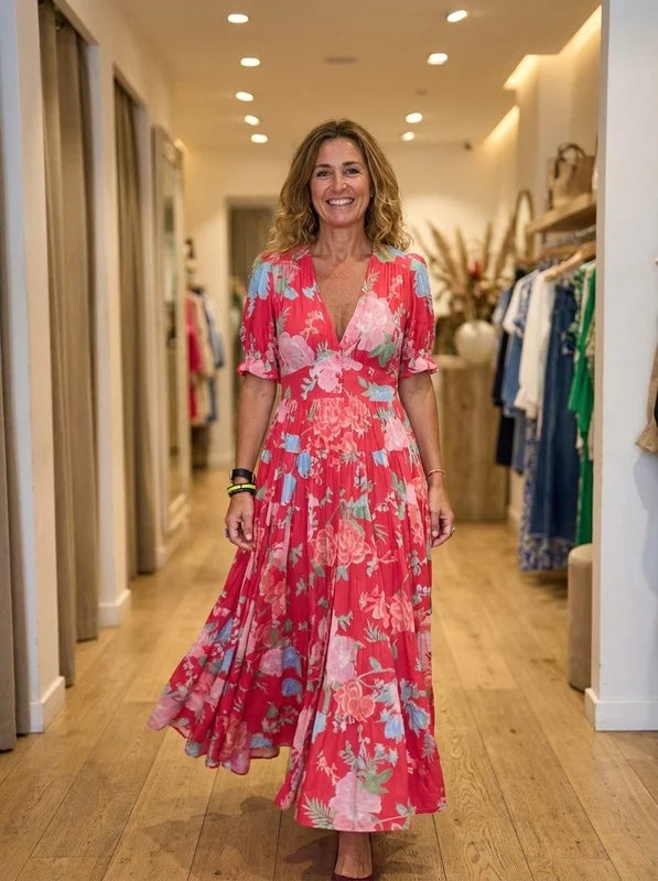Minelda | Elegant Floral V-neck Dress