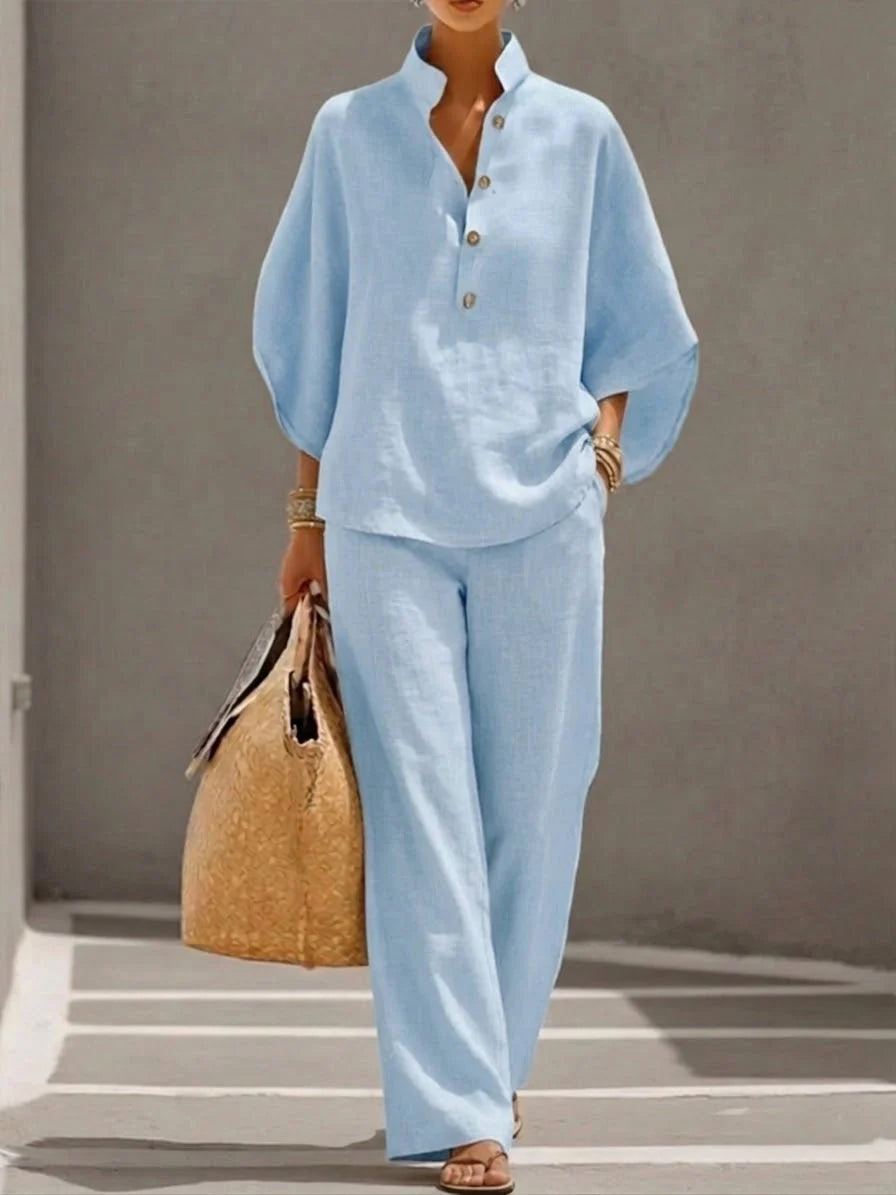 Noelle | Relaxed Button Two-Piece Set