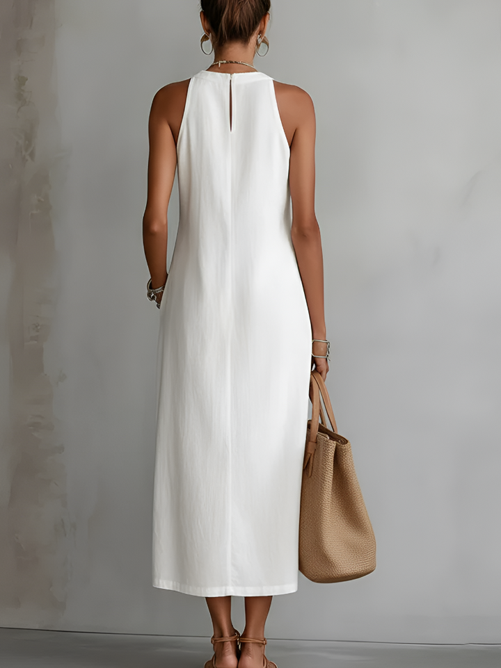JIMENA | Linen-Texture Midi Dress