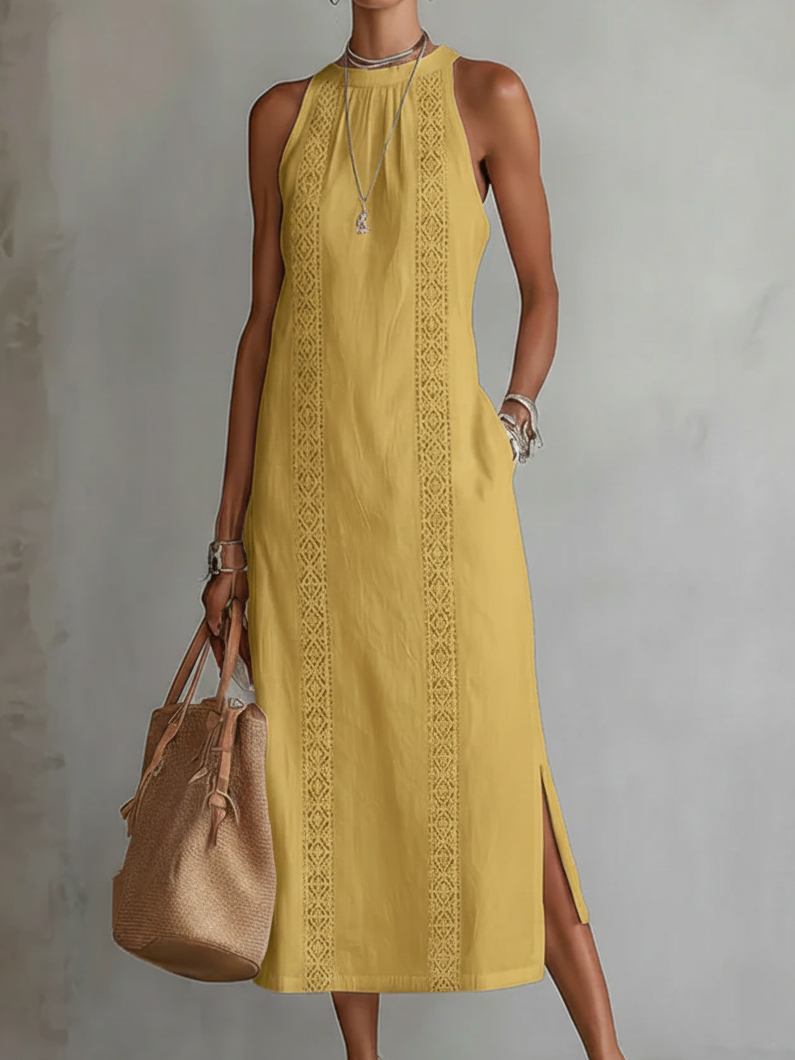 JIMENA | Linen-Texture Midi Dress