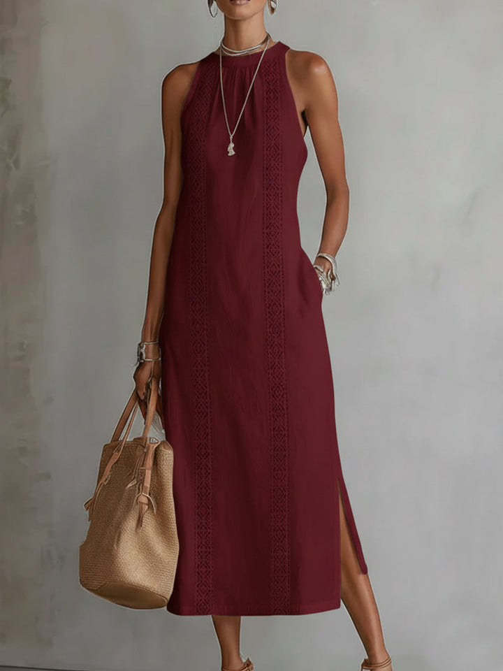 JIMENA | Linen-Texture Midi Dress