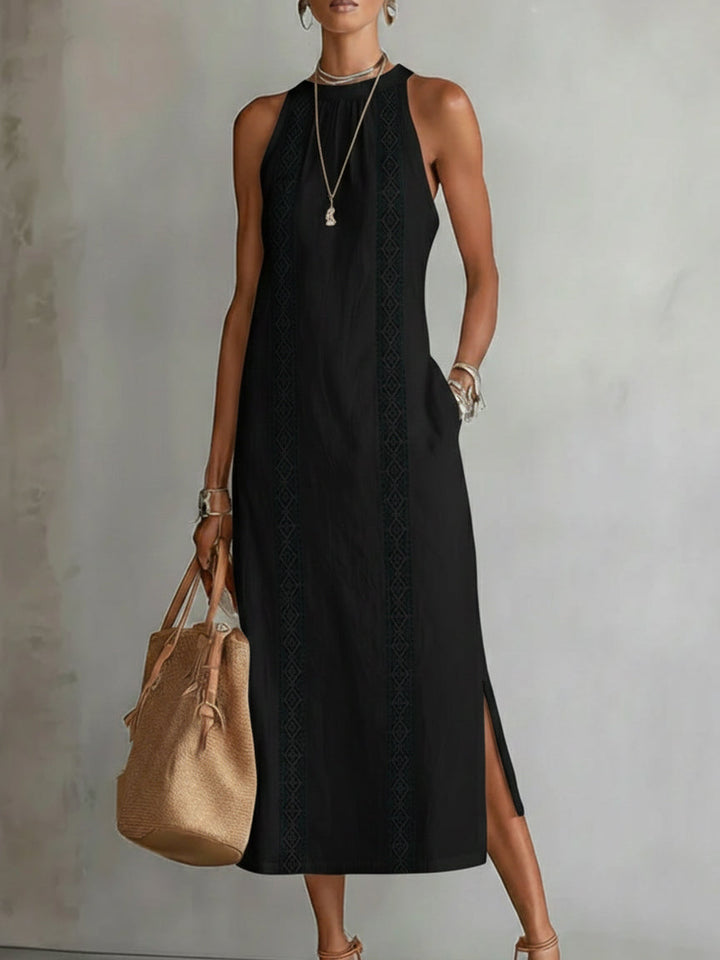 JIMENA | Linen-Texture Midi Dress