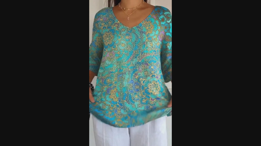 Vicky | Women's Retro Art Print Casual Pullover Knit