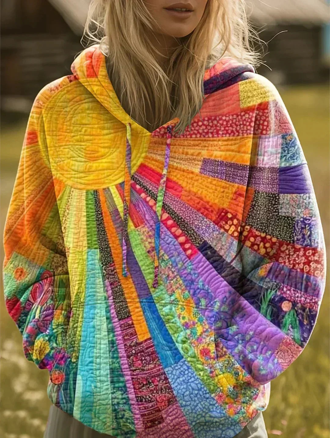 Raylenne™ | Bohemian Multicolor Patchwork Hoodie