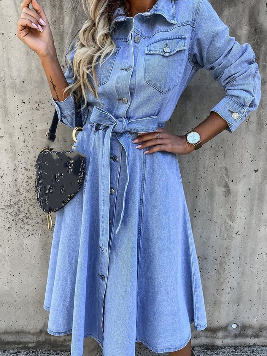 Luna | Long Sleeve Denim Dress