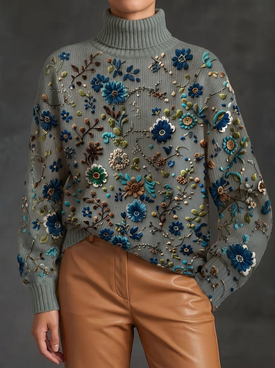 Thalassa™ | Sage Bloom Turtleneck